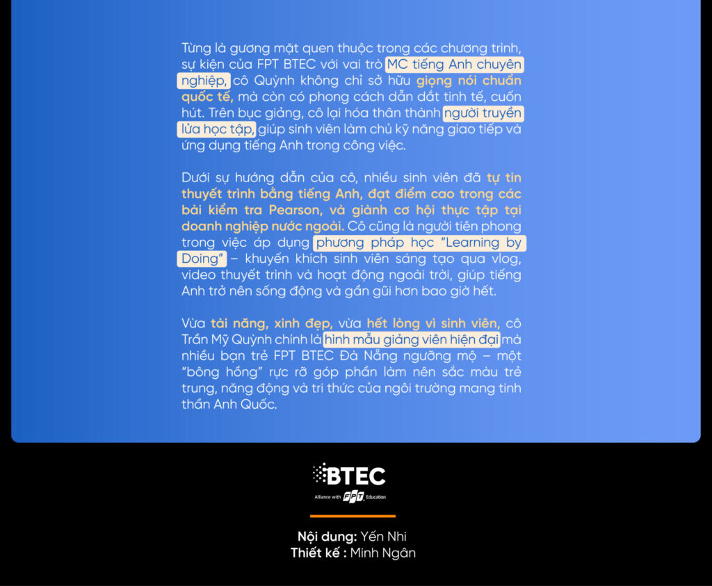 Fapt Btec E-MAGAZINE : NỮ GIẢNG VIÊN FPT BTEC GÂY SỐT VỚI PROFILE SIÊU KHỦNG VÀ ...