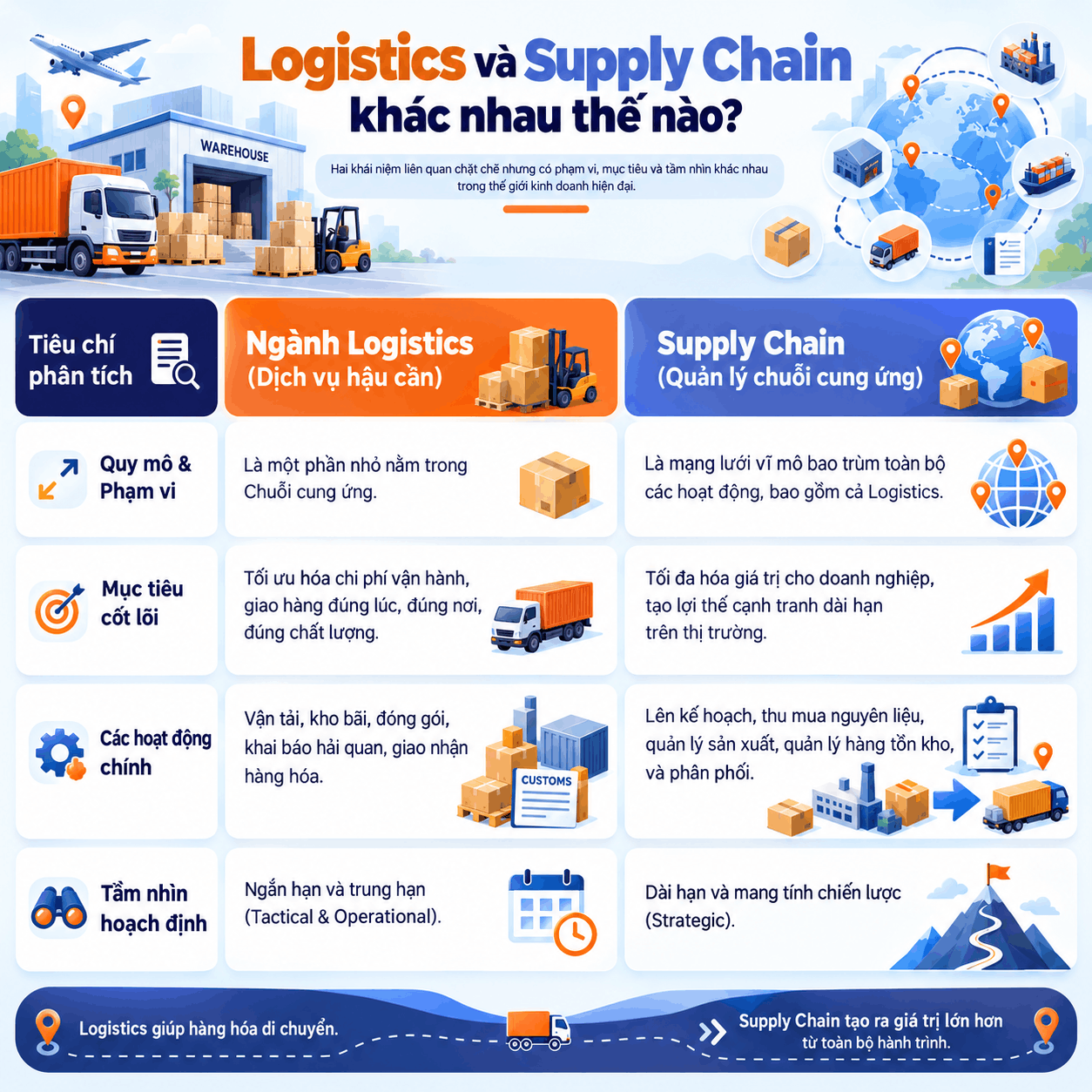 Logistics và Supply Chain khác nhau ở đâu