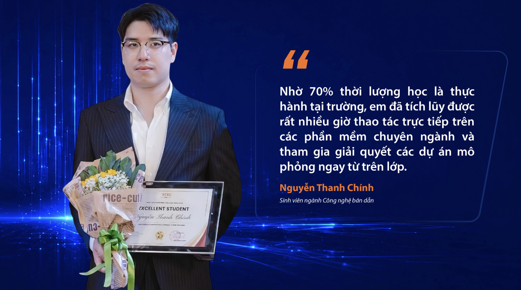 Việc thực tập sớm tại FPT Semiconductor giúp Nguyễn Thanh Chính tích lũy kinh nghiệm từ khi còn là sinh viên và có thêm lợi thế khi bước vào thị trường lao động sau tốt nghiệp. Việc thực tập sớm tại FPT Semiconductor giúp Nguyễn Thanh Chính tích lũy kinh nghiệm từ khi còn là sinh viên và có thêm lợi thế khi bước vào thị trường lao động sau tốt nghiệp.