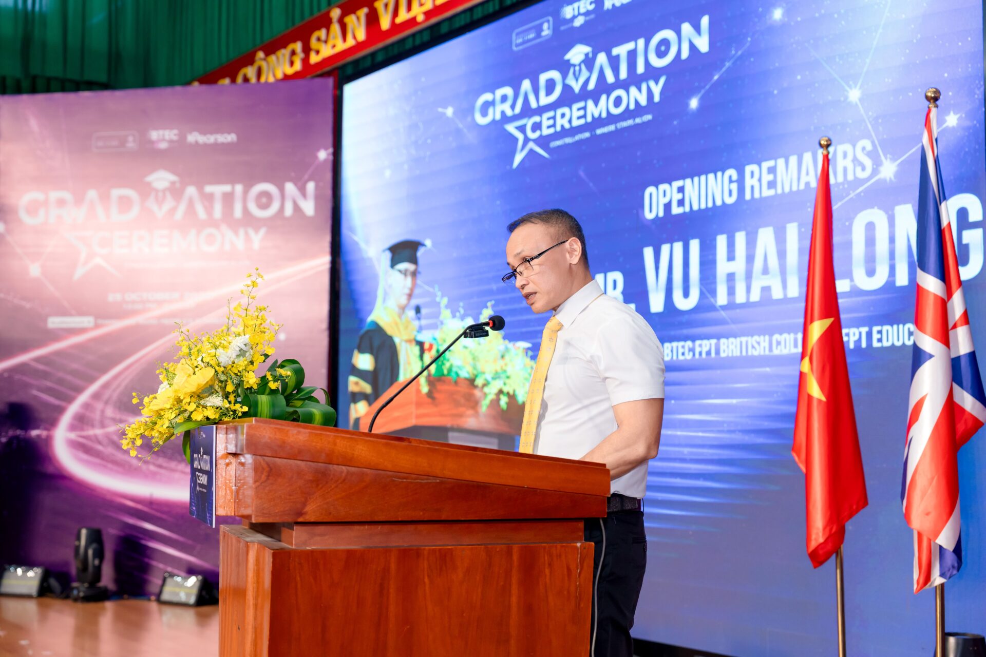 Thầy Vũ Hải Long - Giám đốc Cao đẳng Anh Quốc BTEC FPT phát biểu tại sự kiện Thầy Vũ Hải Long - Giám đốc Cao đẳng Anh Quốc BTEC FPT phát biểu tại sự kiện