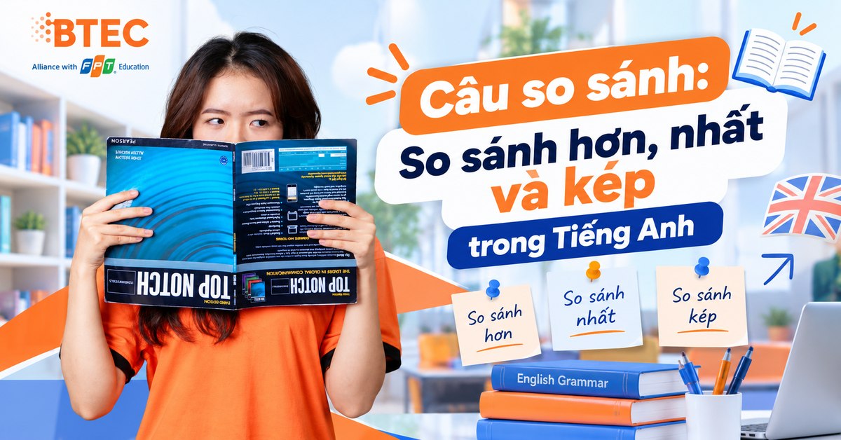 Tổng hợp kiến thức về câu so sánh trong tiếng Anh, hướng dẫn công thức, cách dùng so sánh hơn, so sánh nhất và so sánh kép kèm ví dụ dễ hiểu, giúp học sinh ghi nhớ và vận dụng hiệu quả.
