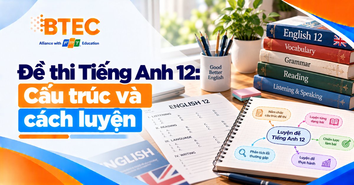 Tìm hiểu cấu trúc đề thi Tiếng Anh 12, các dạng câu hỏi thường gặp và cách luyện đề, phân tích lỗi sai để chuẩn bị cho kỳ thi tốt nghiệp THPT.
