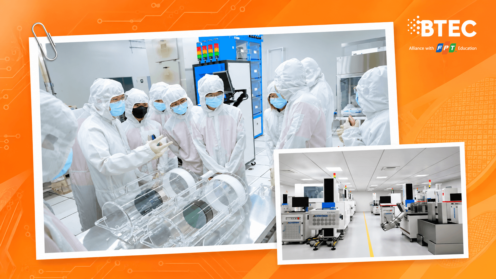 Sinh viên BTEC FPT trực tiếp trải nghiệm chip thật trong chuyến tham quan nhà máy bán dẫn, qua đó hiểu rõ hơn về công nghệ và quy trình sản xuất. Sinh viên BTEC FPT trực tiếp trải nghiệm chip thật trong chuyến tham quan nhà máy bán dẫn, qua đó hiểu rõ hơn về công nghệ và quy trình sản xuất.